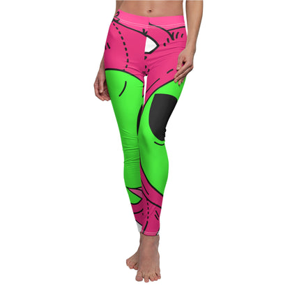 Pink Bear Green Peace Hand Tongue Visitor Alien Women's Cut & Sew Casual Leggings