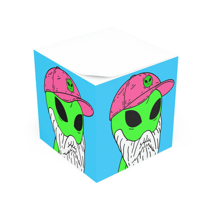 Barba Visitante Sombrero Rosa Alien Dibujos Animados Nota Cómica Cubo 