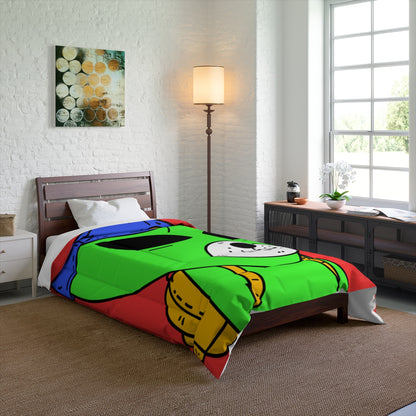 White Dog Bear Mouth Alien Green Visitor Yellow Backpack Blue Visi Hat Bed Comforter