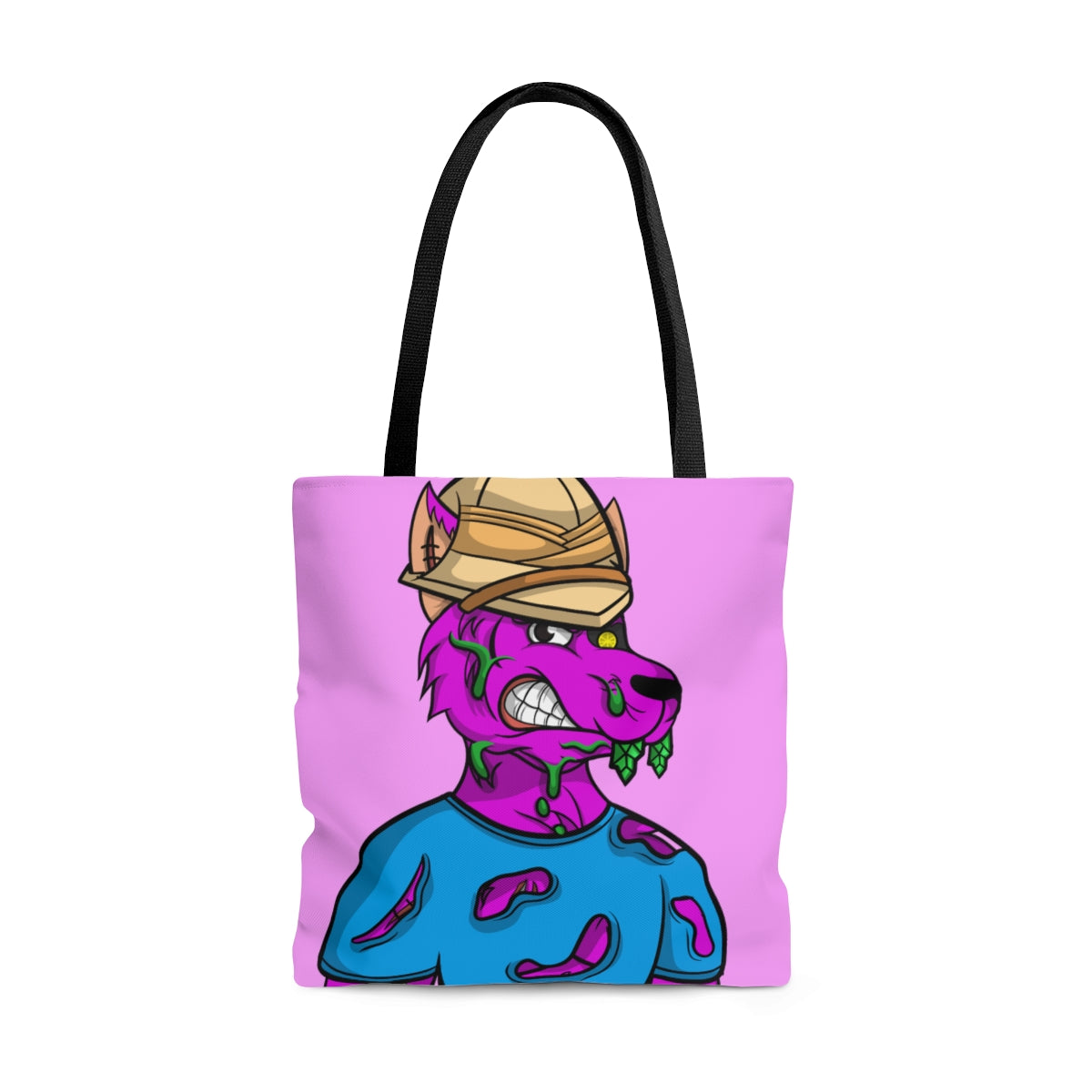 Cyborg Werewolf Ripped Blue Shirt Purple Fur AOP Tote Bag