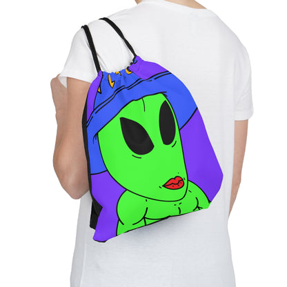 Blue Wizard Hat Alien Muscle Lipstick Green Visitor Outdoor Drawstring Bag