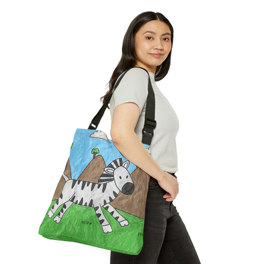 Bolso tote ajustable con estampado de cebra Hipster y animal cebra (AOP)