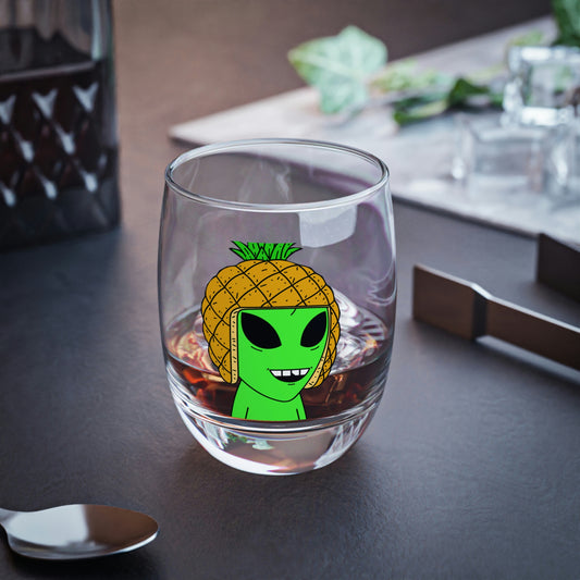 Alien Pineapple Hat House Whiskey Glass