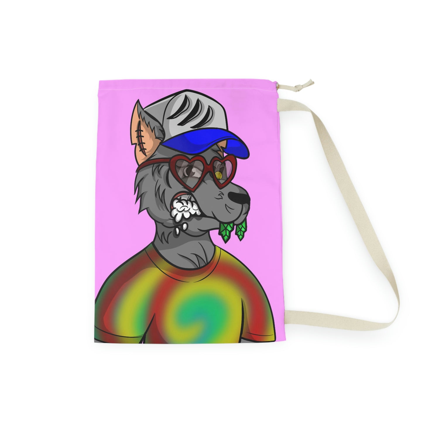 Valentine Heart Wolf Werewolve Tiedye Laundry Bag