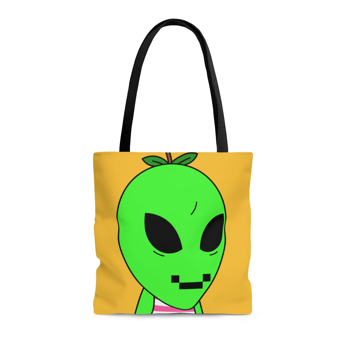 Digital Face Green Apple Head Visitor AOP Tote Bag