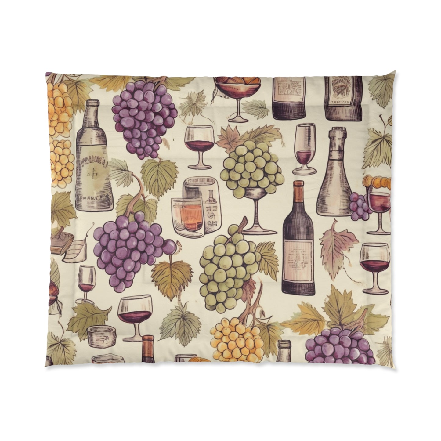 Wine Lovers Theme: Varieties of Wine, Grapes & Vineyards Design Comforter