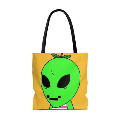 Digital Face Green Apple Head Visitor AOP Tote Bag