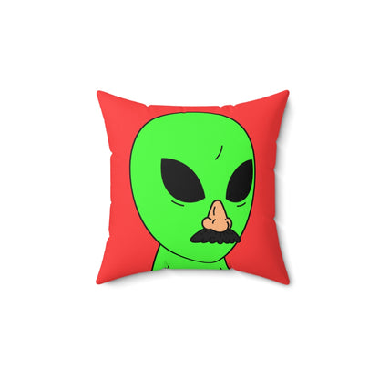 Green Visitor Alien Disguised Fake Nose Spun Polyester Square Pillow