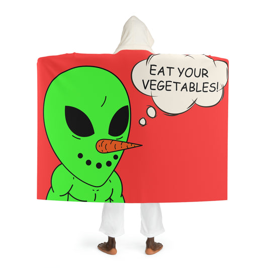 Veggie Visi The Vegetable Visitor Alien Eat Your Veg Hooded Sherpa Fleece Blanket