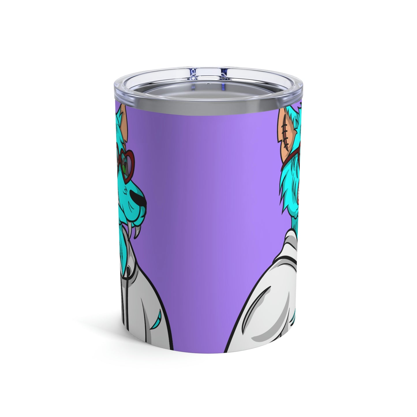 Aqua Blue Cyborg Lovely Heart Wolf Tumbler 10oz