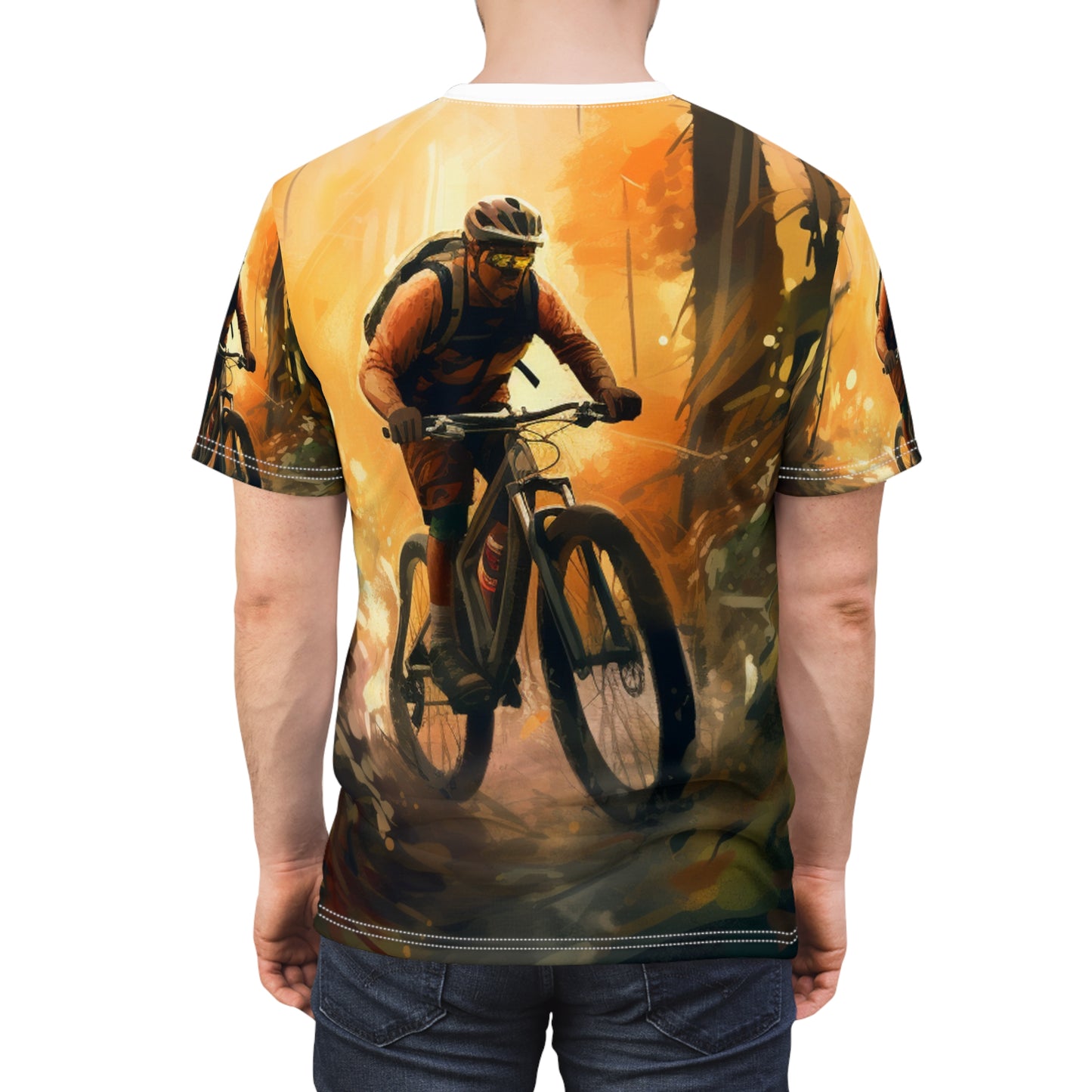 Mountain Bike Adventure - Forest Trail Graphic Unisex Cut & Sew Tee (AOP)