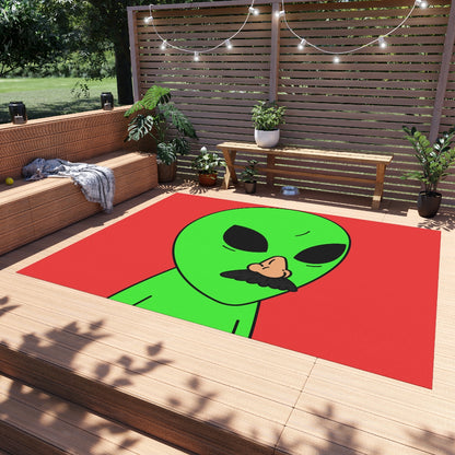 Green Visitor Alien Disguised Fake Nose Outdoor Rug