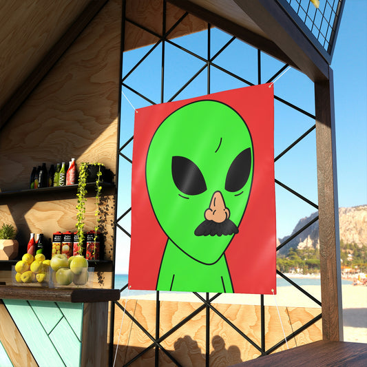 Green Visitor Alien Disguised Fake Nose Matte Banner