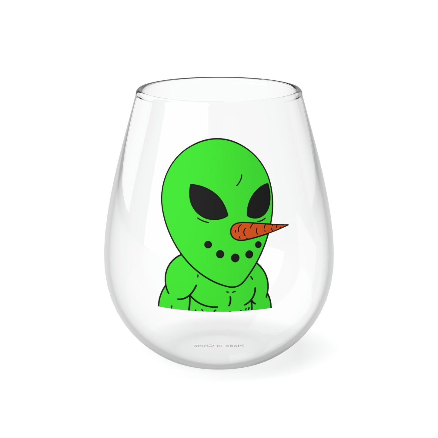 Veggie Visi Alien Vegetable Visitor Stemless Wine Glass, 11.75oz