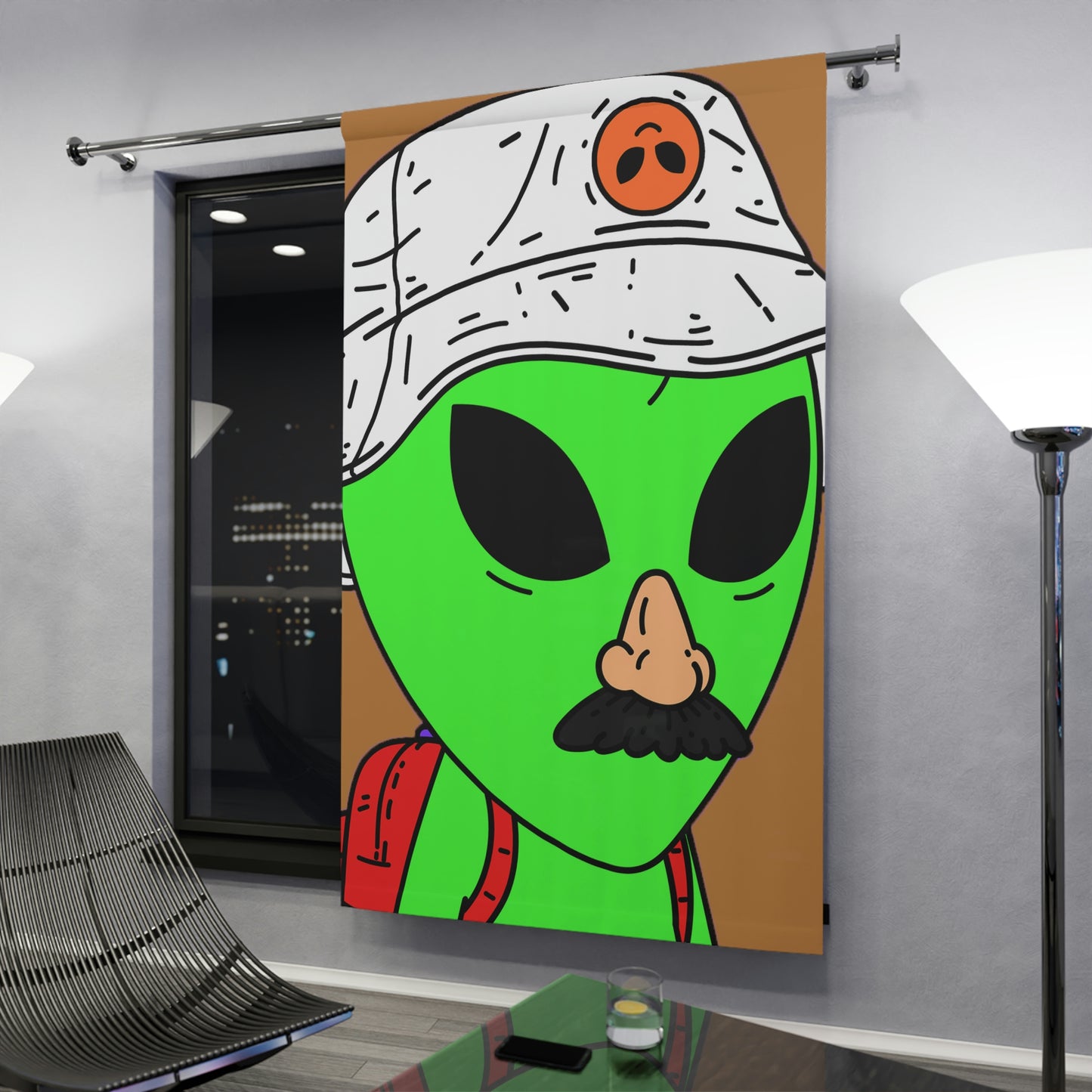 Cortinas de ventana The Visitor Green Alien Space Traveler (1 pieza)