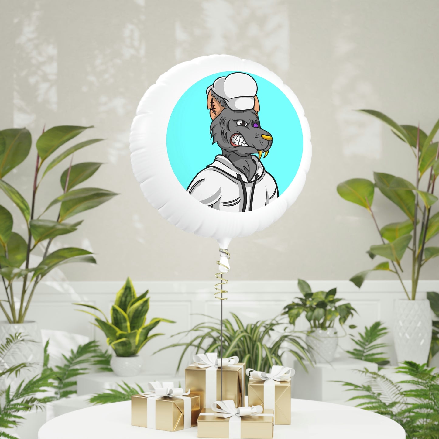 Chief Chef Cook Wolf Werewolve Cyborg Mylar Helium Balloon