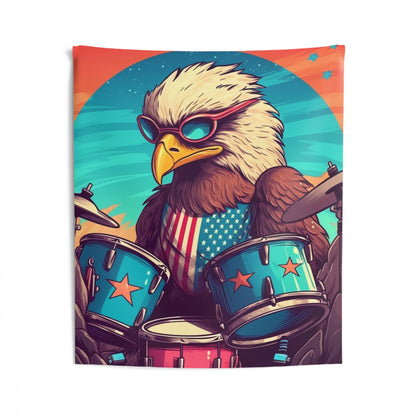 American Bald Eagle Drum Player Classic USA Graphic Indoor Wall Tapestries