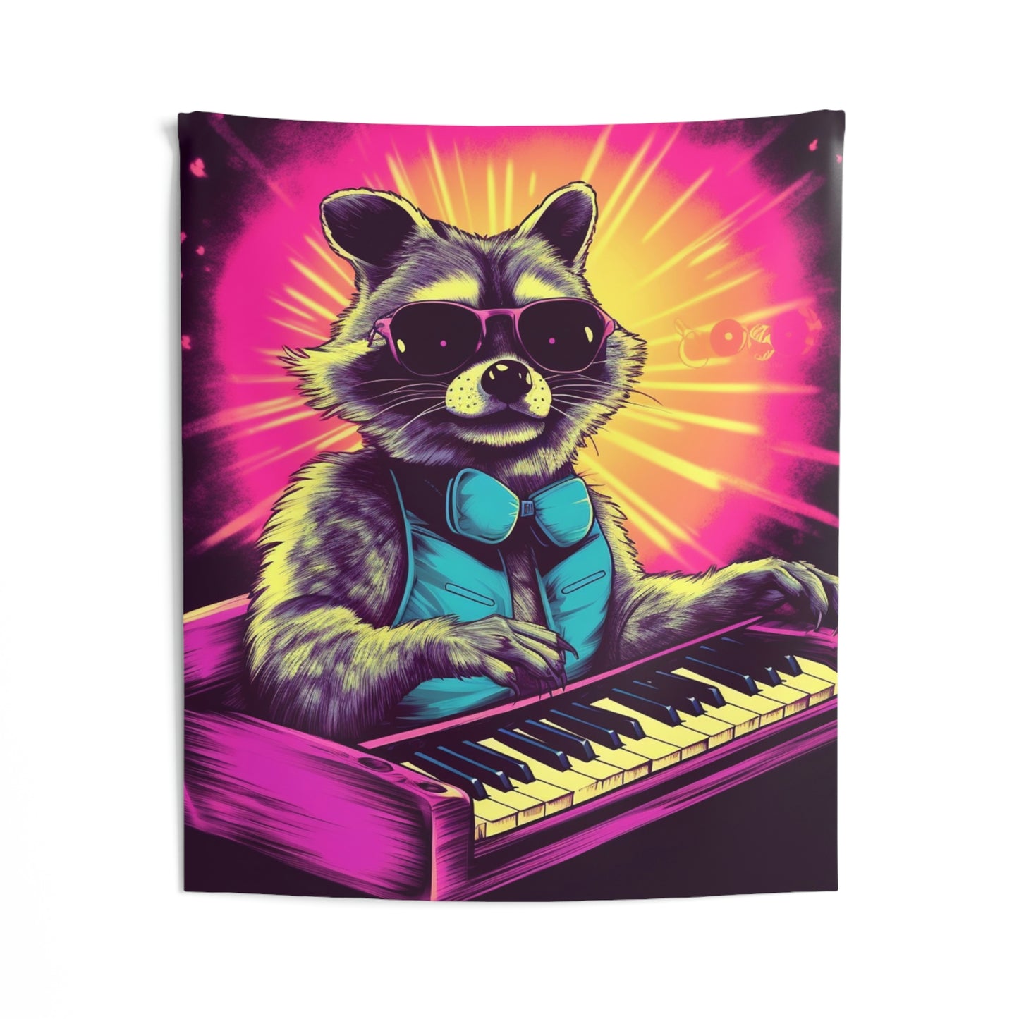 Raccoon Keyboard Piano Music Animal Graphic Indoor Wall Tapestries