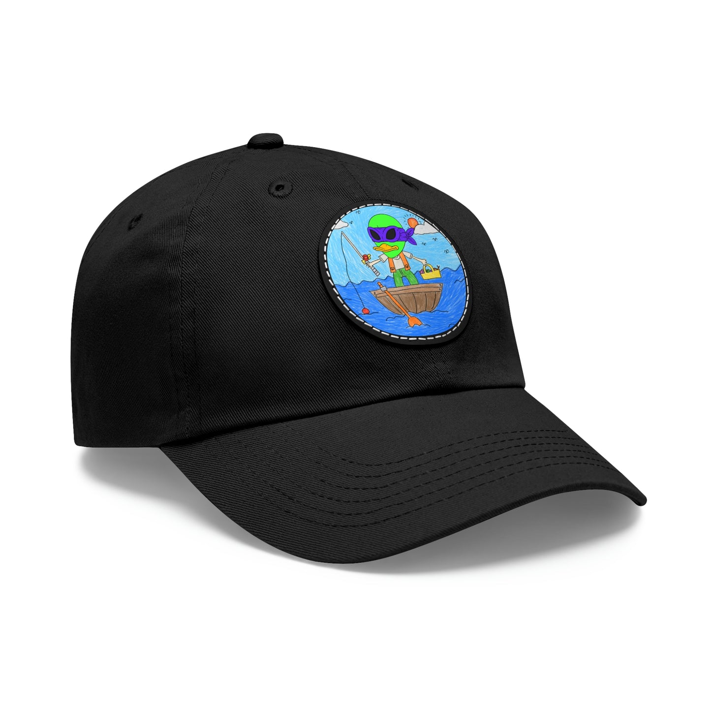 Alien Fisherman Visitor 751 Fish Dad Hat with Leather Patch (Round)