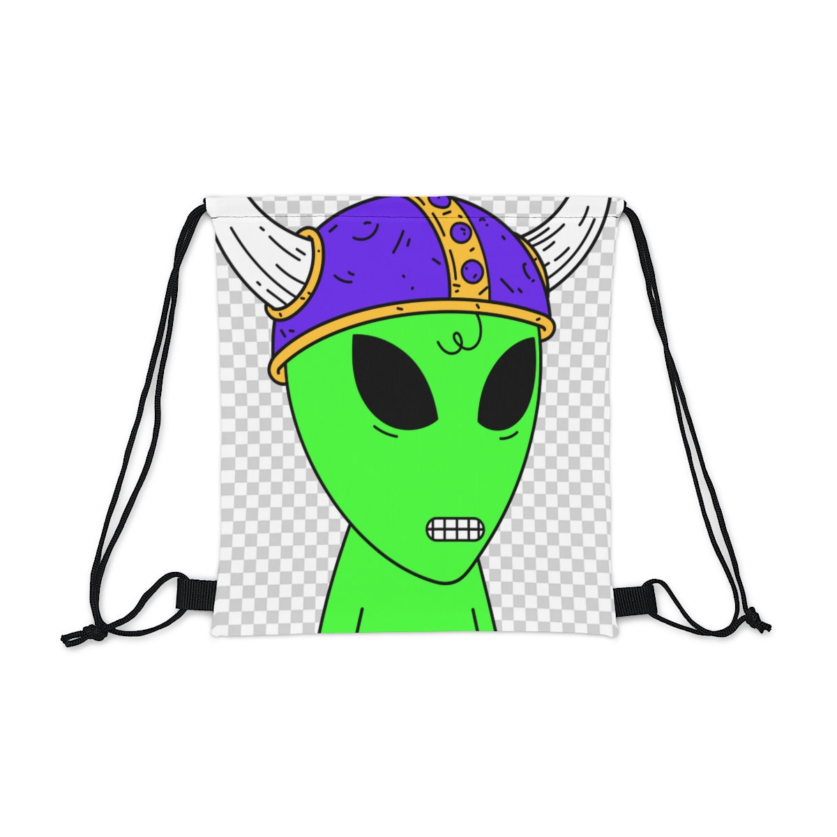 Purple Viking Helmet Digital Teeth Alien Visitor Outdoor Drawstring Bag