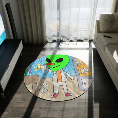 Chemist Chemistry Organic Veggie Visi Vegetable Visitor Vegetarian Alien Vegan Round Rug