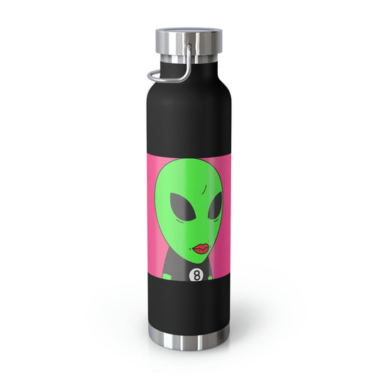 8 Ball Green Alien Lipstick Visitor Pool Player Game Copper Vacuum Insulated Bottle, 22oz