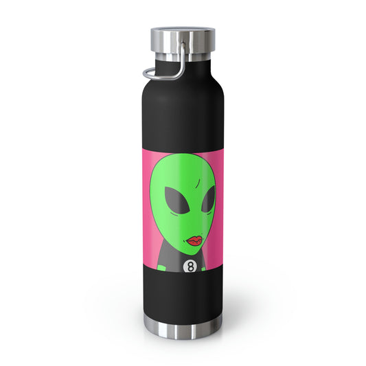 8 Ball Green Alien Lipstick Visitante Pool Player Juego Cobre Botella aislada al vacío, 22oz