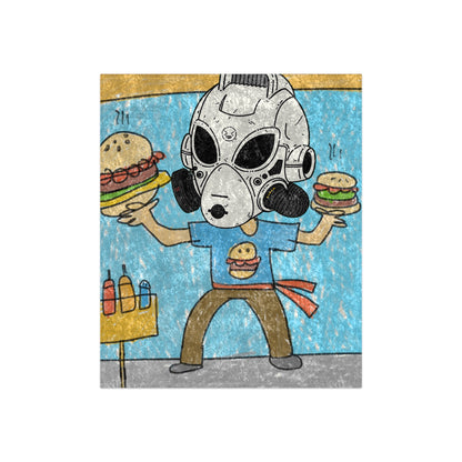 Burger Machine Robot Chef Cook Visitor LOL Alien Crushed Velvet Blanket