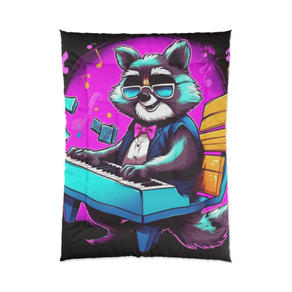 Piano Raccoon Furry Animal Keyboard Artist Musician Graphic Comforter