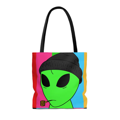 Pipa Fumar Visitante Verde Sombrero Negro Alien AOP Bolsa de tela