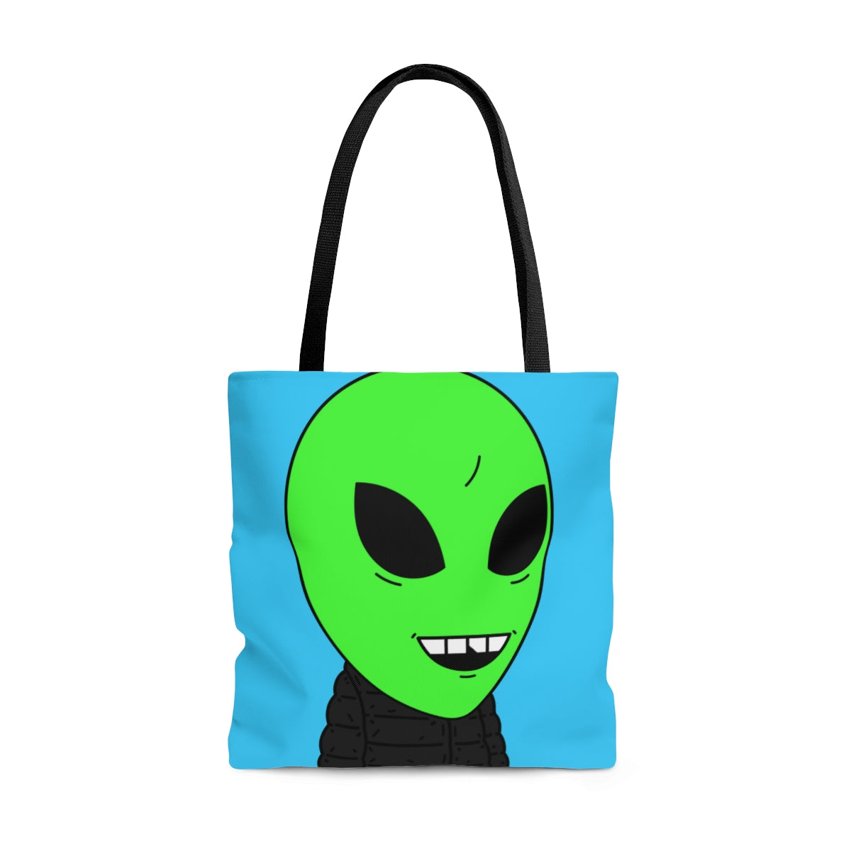 Green Apple Chipped tooth Visitor Smiling Puffy Jacket AOP Tote Bag