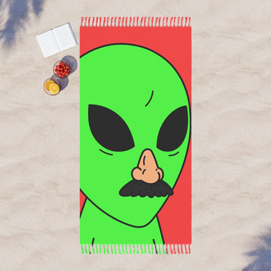 Paño De Playa Boho Con Nariz Falsa Disfrazada Extraterrestre Visitante Verde