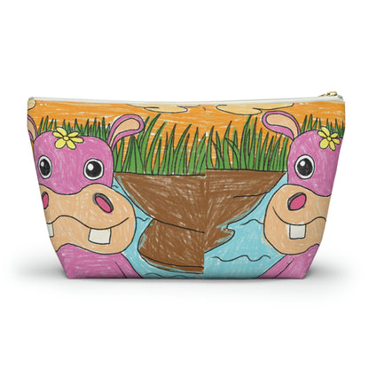 Hippo Hippopotamus Animal Creature Graphic Accessory Pouch w T-bottom