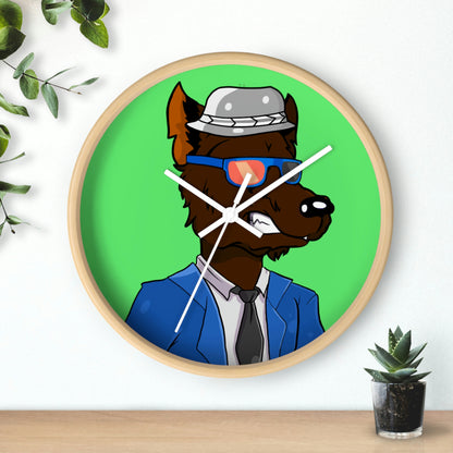 Brown Wolf Fur Blue Suit Business Tie Werewolf Wall clock