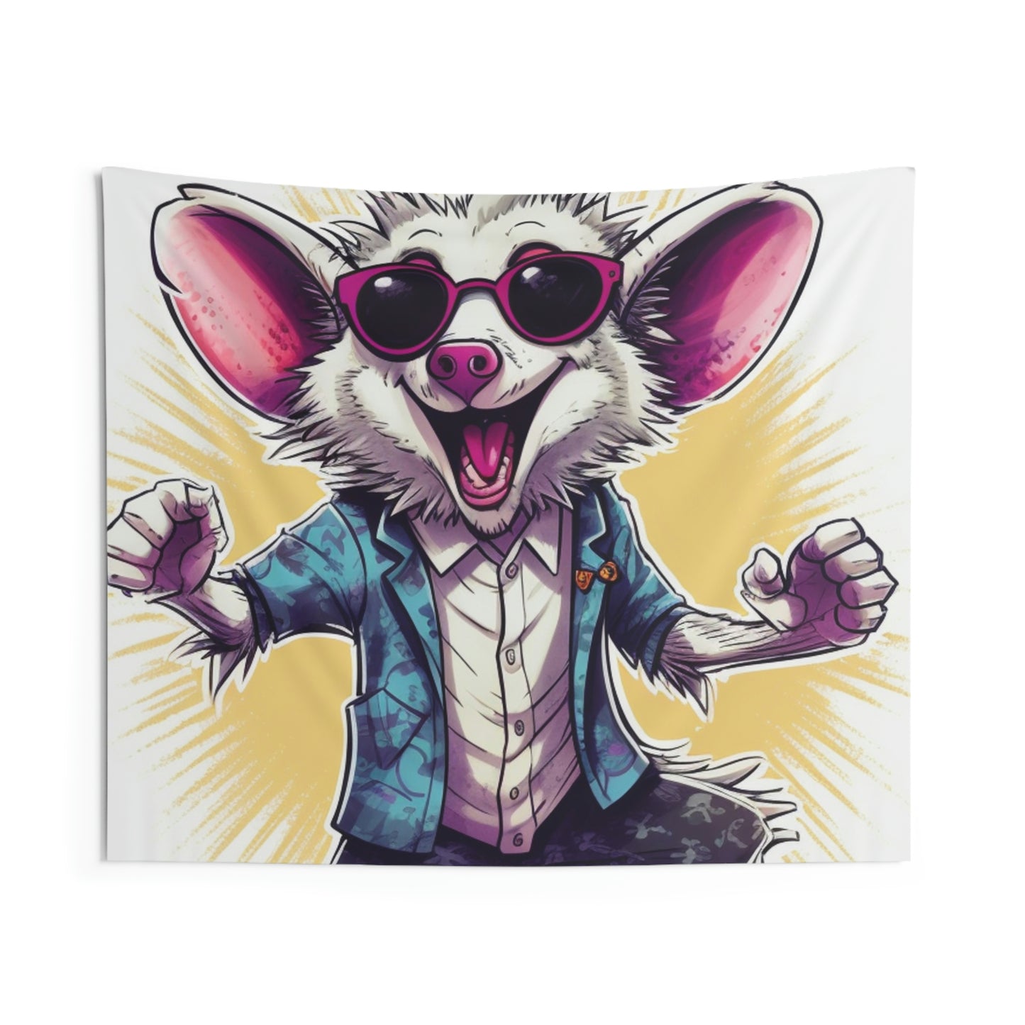 Joyous Opossum Cartoon Anime Design Indoor Wall Tapestries