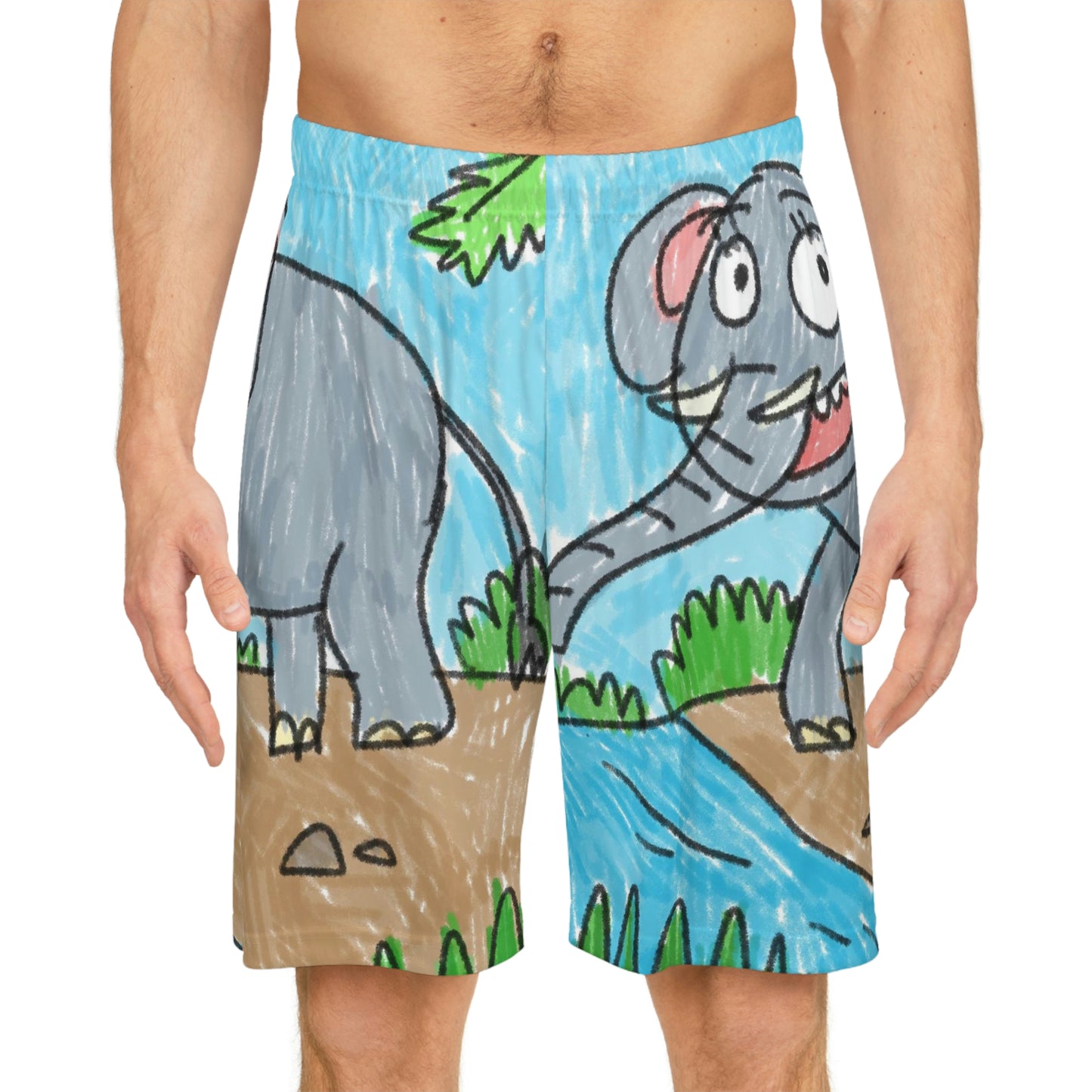 Elefante Elefante Rey Elefante Safari Animal Shorts de baloncesto (AOP) 