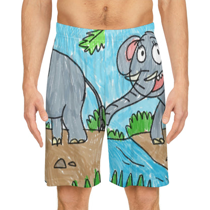 Elefante Elefante Rey Elefante Safari Animal Shorts de baloncesto (AOP) 