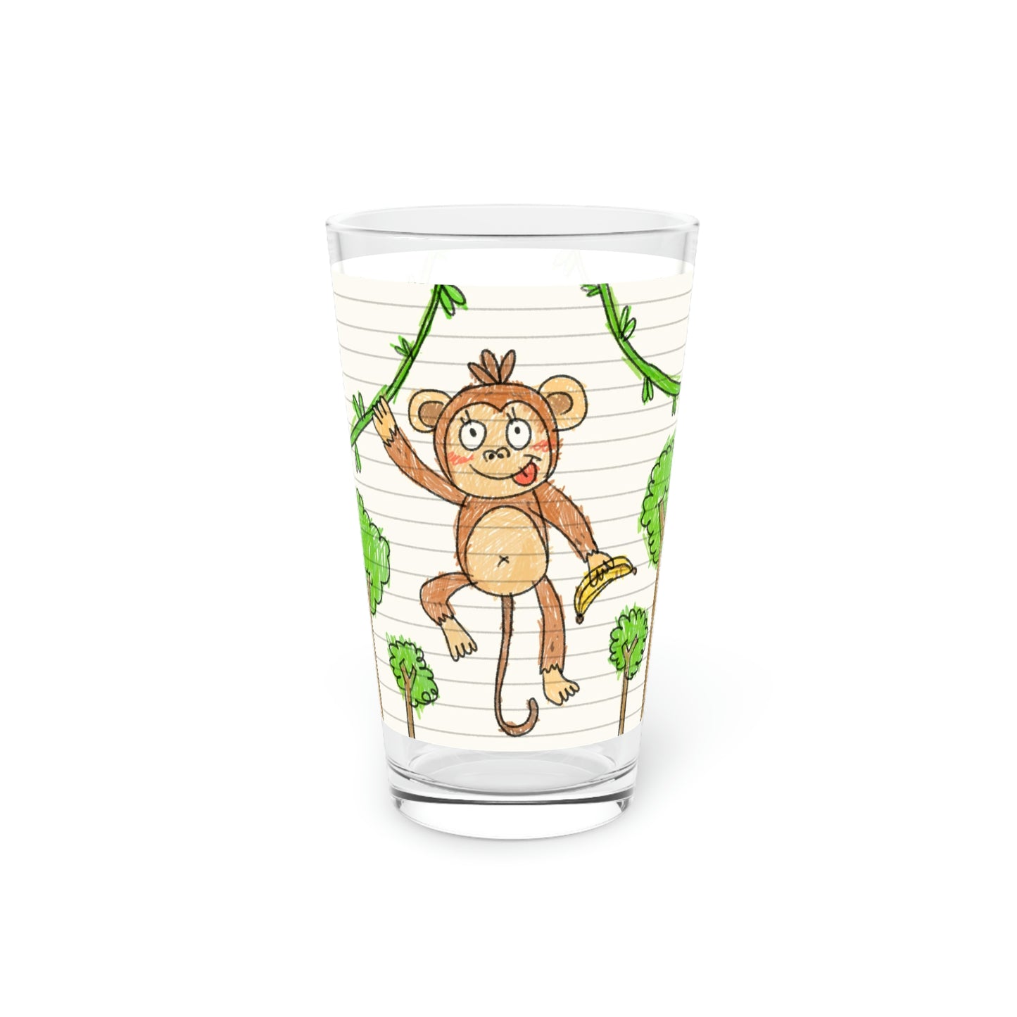 Graphic Monkey - Fun Zoo Clothing for Ape Lovers Pint Glass, 16oz