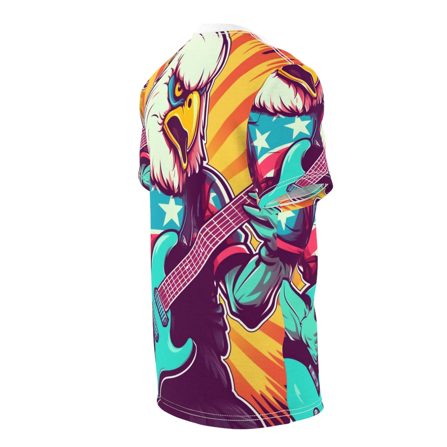 American Bald Eagle Músico Guitarrista Gráfico Unisex Cut &amp; Sew Tee (AOP) 