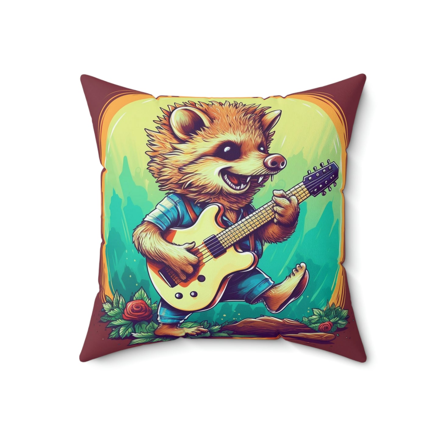 Hedgehog Stylish Culture Band Music Graphic Spun Polyester Square Pillow