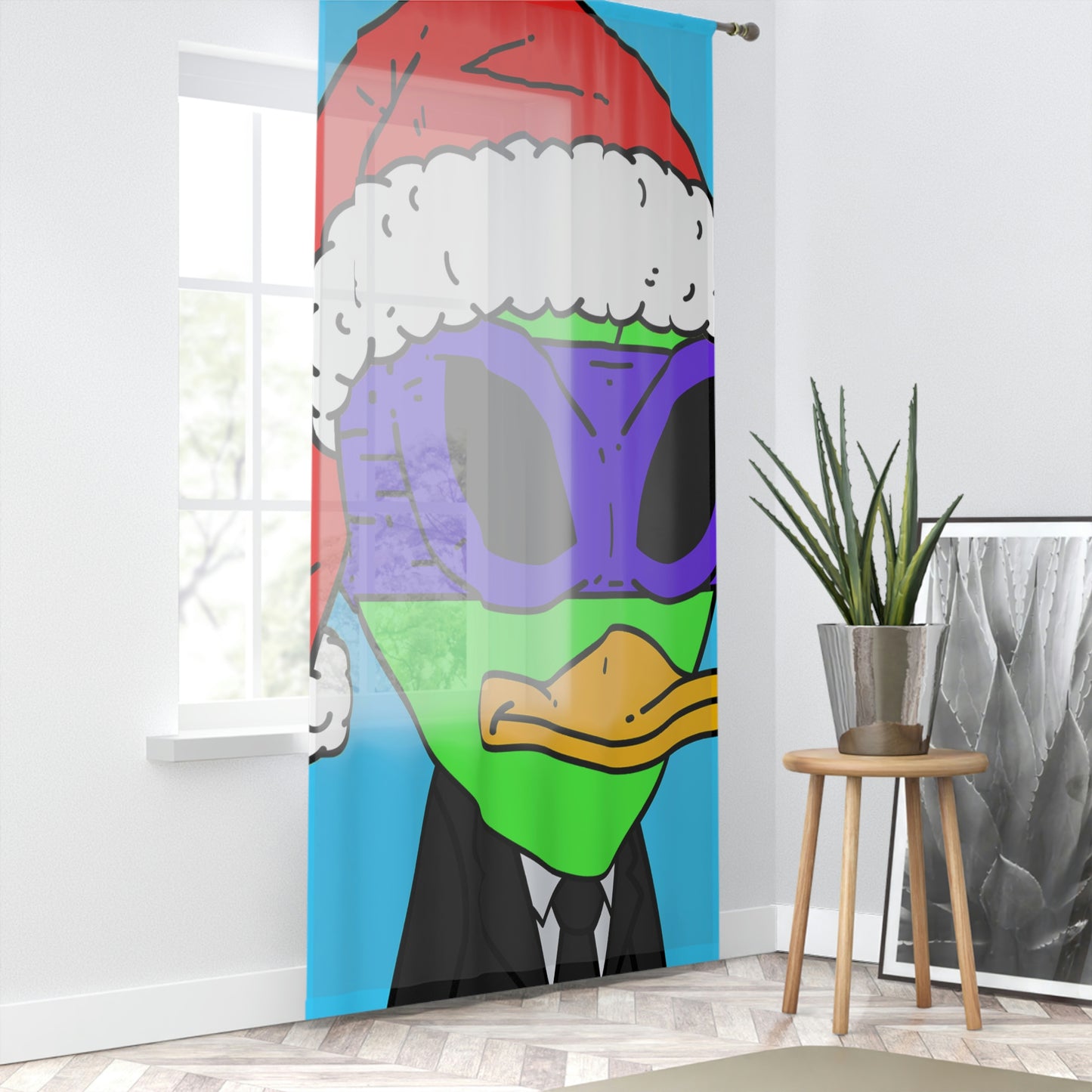 Santa Christmas Alien Visitor751 Window Curtain