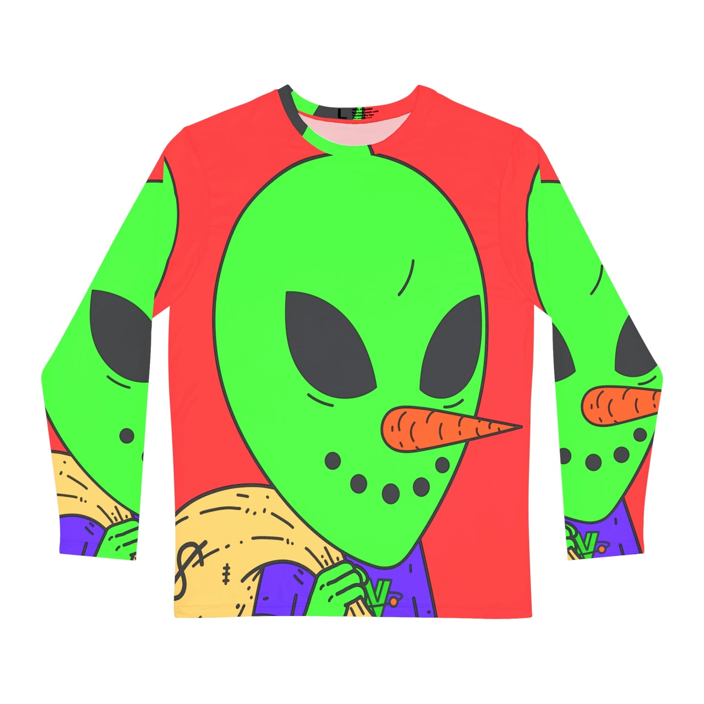 Money Bank Bag Snowman Green Visitor Alien Men's Long Sleeve AOP Shirt