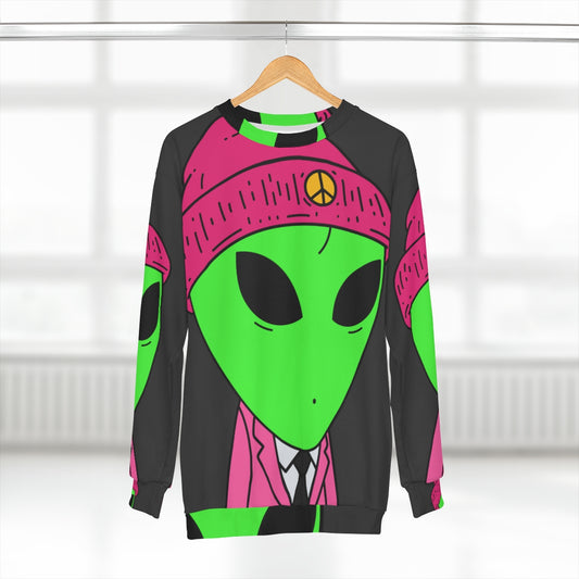 Peace Alien ピンクスーツ ビジネス AOP ユニセックス スウェットシャツ