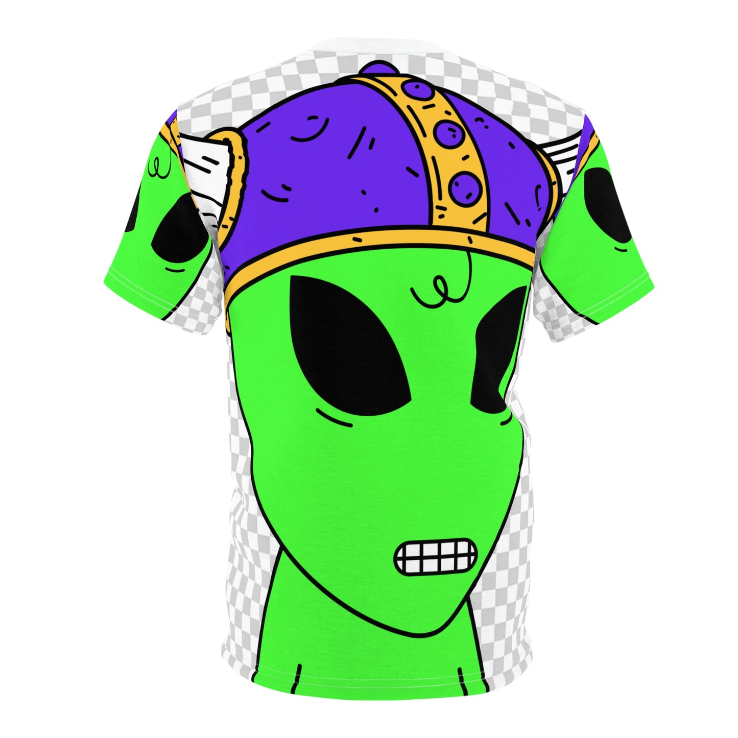 Casco vikingo guerrero alienígena visitante galáctico unisex AOP Cut &amp; Sew camiseta 