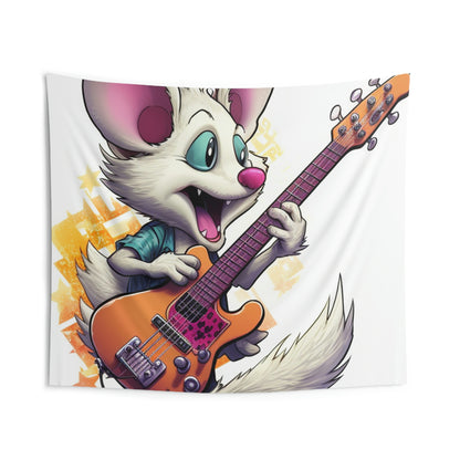 Guitar Player Opossum Cute Animal Graphic Indoor Wall Tapestries