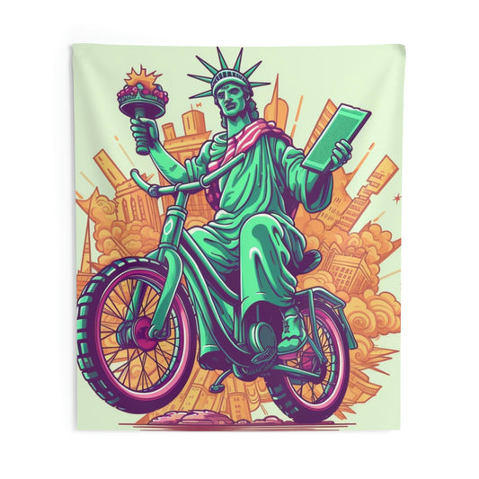 Statue of Liberty Cyclist Bike Rider American Graphic Indoor Wall Tapestries