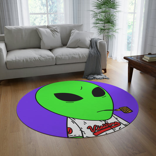 Visi Jersey Green Alien Pipe Mouth Visitor Round Rug - Visitor751