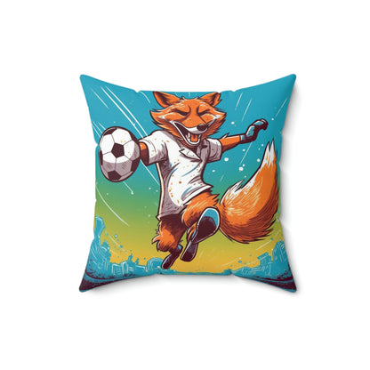 Fox Soccer Athletic Sport Anime Graphic Spun Polyester Square Pillow