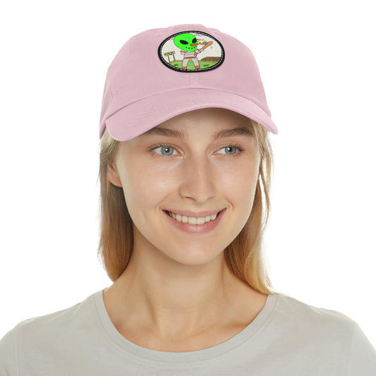 Baseball Veggie Visi Vegetal Visitor Alien Dad Hat con parche de cuero (redondo)