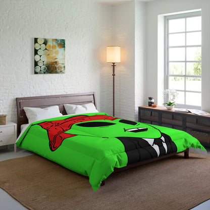 Extra Green Alien Black Suit Business Visitor Red Visi Hat Chipped Tooth Smile Bed Comforter